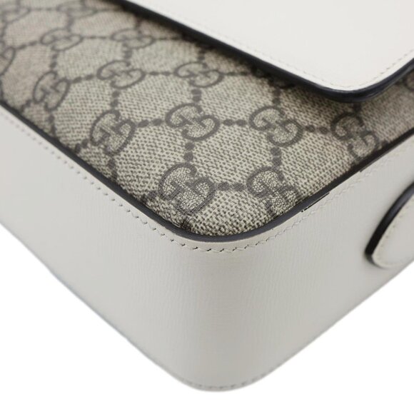 Gucci Horsebit 1955 Small GG Supreme Canvas Shoulder Bag White 645454 - Picture 9 of 15